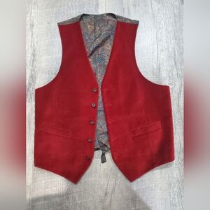 Burgandy Velvet Button-Up Vest